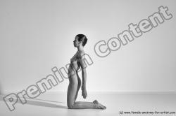 Nude Yoga poses Woman White Moving poses Slim long brown Dynamic poses Pinup